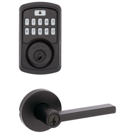 A large image of the Kwikset 740HFLRDT-942BLE-S Matte Black