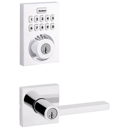 A large image of the Kwikset 740HFLSQT-620CNTZW700-S Polished Chrome