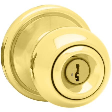 A large image of the Kwikset 744CA-S Polished Brass