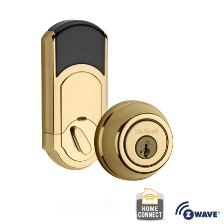 A large image of the Kwikset 910-S-TRL-ZW Polished Brass