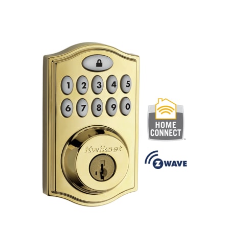 A large image of the Kwikset 914TRL-ZW Lifetime Polished Brass
