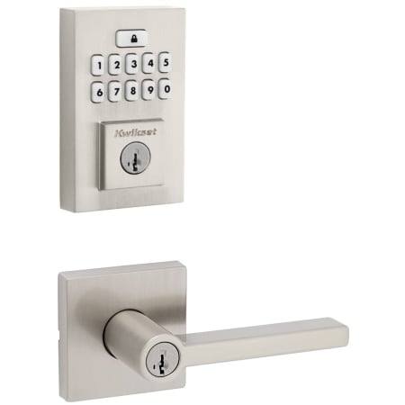 A large image of the Kwikset 740HFLSQT-9260CNT-S Satin Nickel