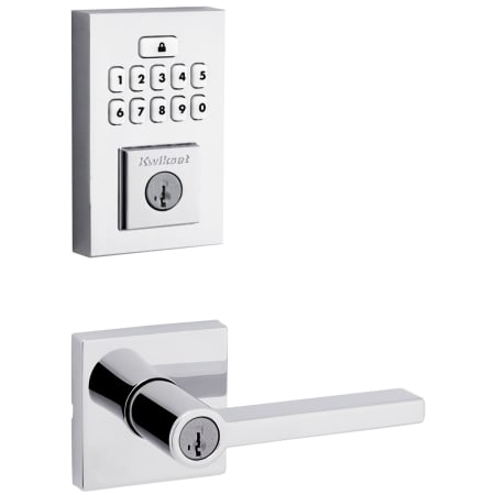 A large image of the Kwikset 740HFLSQT-9260CNT-S Polished Chrome