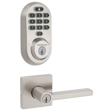 A large image of the Kwikset 740HFLSQT-938WIFIKYPD-S Satin Nickel