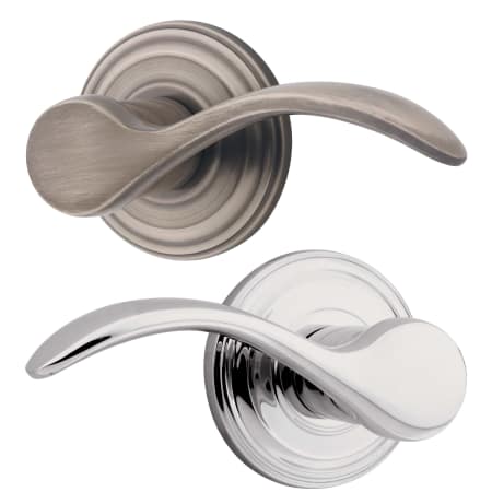 A large image of the Kwikset 730PML-LH Antique Nickel x Polished Chrome