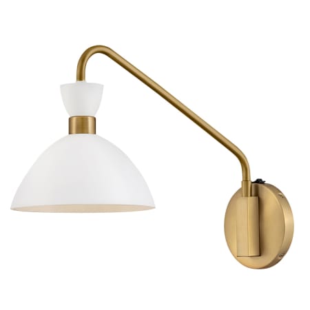 A large image of the Lark 83250 Matte White / Heritage Brass