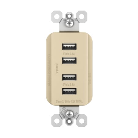 A large image of the Legrand TM8USB4 Ivory