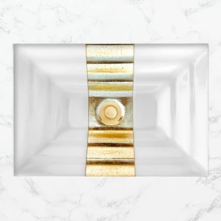 A large image of the Linkasink AG11A-01 White Glass with Gold Accent