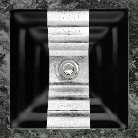 A large image of the Linkasink AG11E-04 Black Glass with Silver Accent