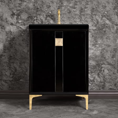 A large image of the Linkasink VAN24-019 Black / Polished Brass with Eglomise Prism Glass