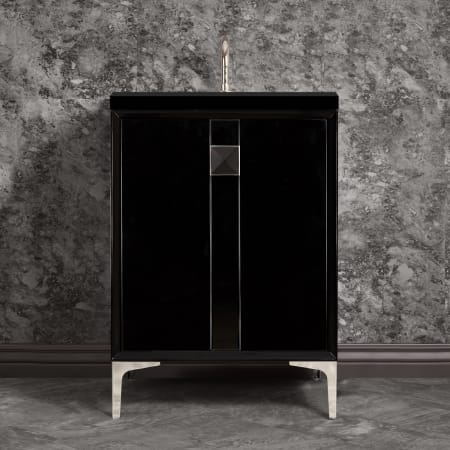 A large image of the Linkasink VAN24-019 Black / Polished Nickel with Black Prism Glass