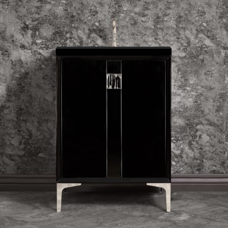 A large image of the Linkasink VAN24-019 Black / Polished Nickel with Black Tiger Prism Glass