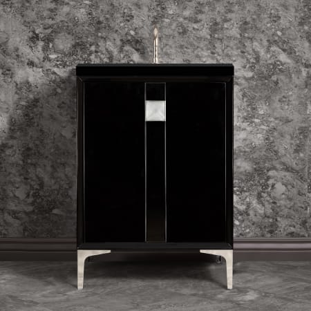 A large image of the Linkasink VAN24-019 Black / Polished Nickel with Eglomise Prism Glass