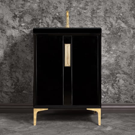 A large image of the Linkasink VAN24-020 Black / Polished Brass with Eglomise Prism Glass