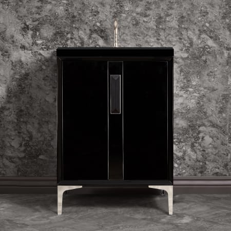 A large image of the Linkasink VAN24-020 Black / Polished Nickel with Black Prism Glass