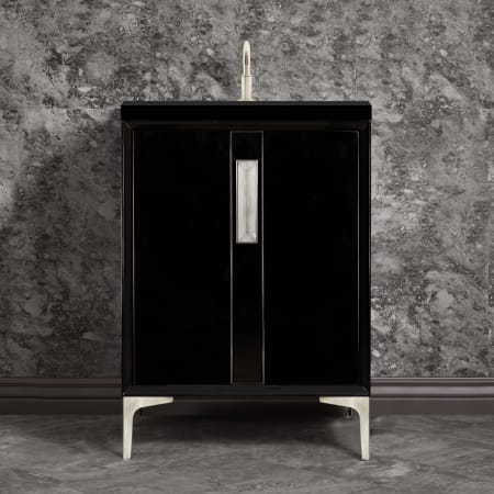 A large image of the Linkasink VAN24-020 Black / Satin Nickel with Eglomise Prism Glass