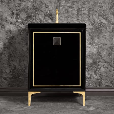 A large image of the Linkasink VAN24-023 Black / Polished Brass with Black Prism Glass