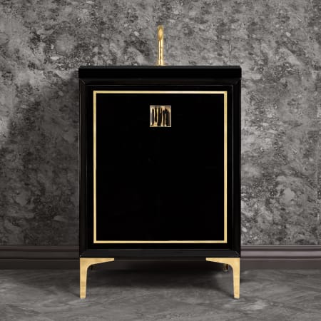 A large image of the Linkasink VAN24-023 Black / Polished Brass with Black Tiger Prism Glass