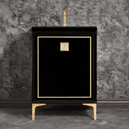 A large image of the Linkasink VAN24-023 Black / Polished Brass with Eglomise Prism Glass