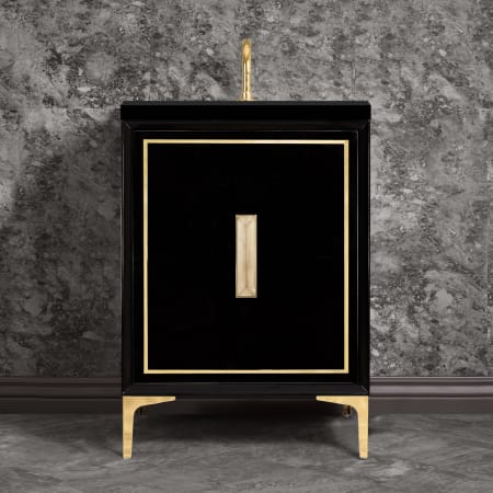 A large image of the Linkasink VAN24-024 Black / Polished Brass with Eglomise Prism Glass