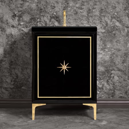 A large image of the Linkasink VAN24-027 Black with Polished Brass