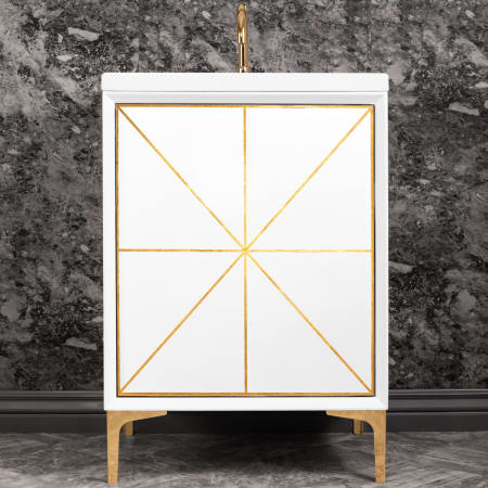 A large image of the Linkasink VAN24-002 White / Polished Brass