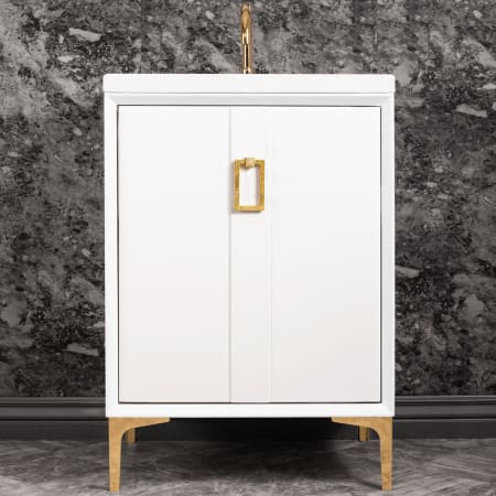 A large image of the Linkasink VAN24-008 White / Polished Brass