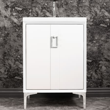 A large image of the Linkasink VAN24-008 White / Polished Nickel