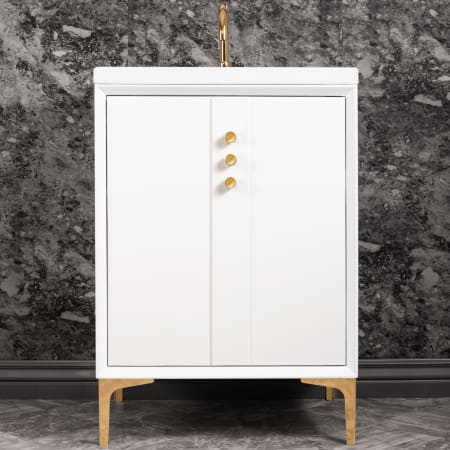 A large image of the Linkasink VAN24-009 White / Polished Brass