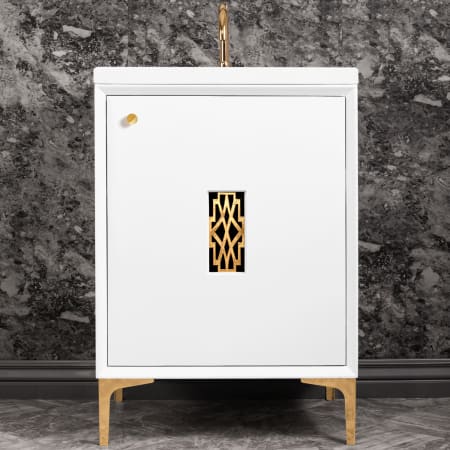 A large image of the Linkasink VAN24-011 White / Polished Brass