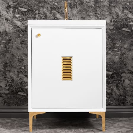 A large image of the Linkasink VAN24-013 White / Polished Brass