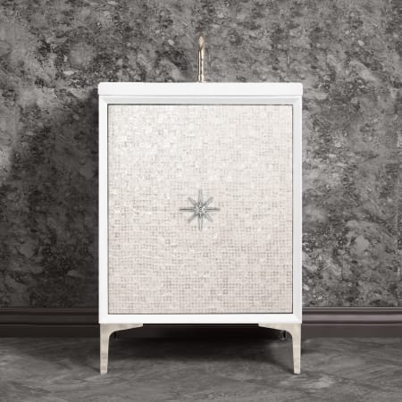 A large image of the Linkasink VAN24-028 White with Polished Nickel