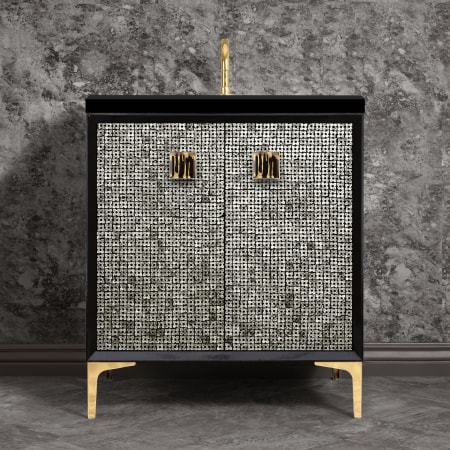 A large image of the Linkasink VAN30-015 Black / Polished Brass with Black Tiger Prism Glass