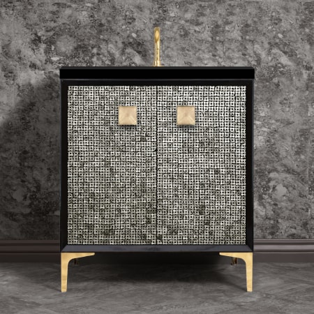 A large image of the Linkasink VAN30-015 Black / Polished Brass with Eglomise Prism Glass