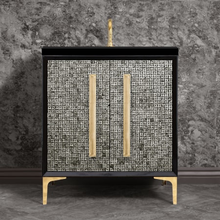 A large image of the Linkasink VAN30-017 Black / Polished Brass with Eglomise Prism Glass