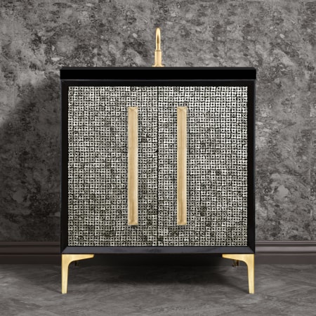 A large image of the Linkasink VAN30-017 Black / Satin Brass with Eglomise Prism Glass