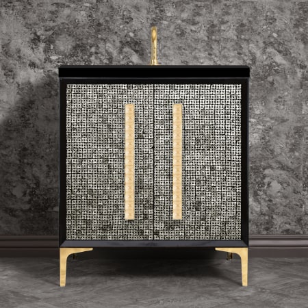 A large image of the Linkasink VAN30-018 Black / Polished Brass with Eglomise Pyramid Glass