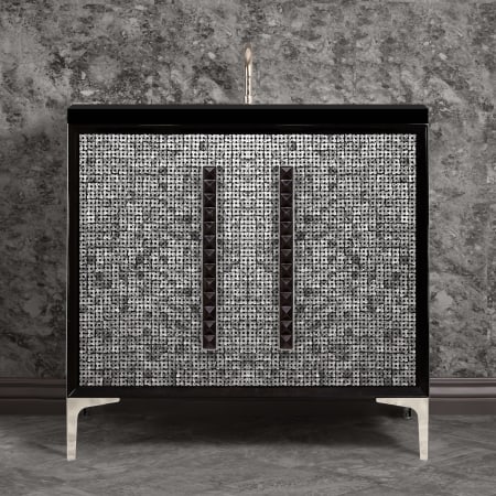 A large image of the Linkasink VAN36-018 Black / Polished Nickel with Black Pyramid Glass