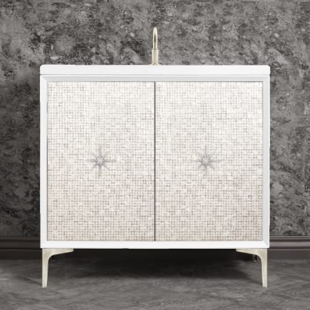 A large image of the Linkasink VAN36-028 White with Satin Nickel