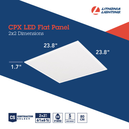 A large image of the Lithonia Lighting CPX 2X2 3200LM 40K A12 M4 Infographic