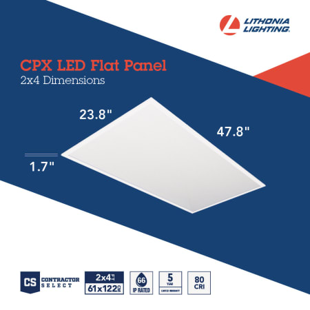 A large image of the Lithonia Lighting CPX 2X4 4000LM 40K A12 M2 Infographic
