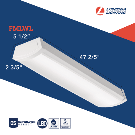 A large image of the Lithonia Lighting FMLWL 48 8 ZT MVOLT Infographic
