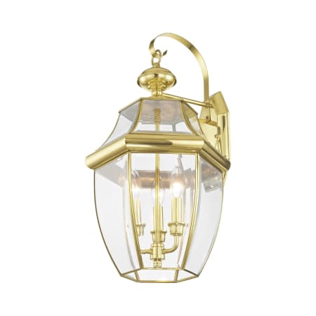 Antique Brass Livex Lighting 2351-01 Outdoor Wall Lantern with Clear Beveled Glass Shades