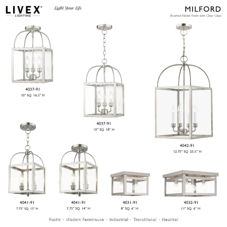 Livex Lighting 4042-91 Milford 4-Light Hanging Lantern Brushed Nickel