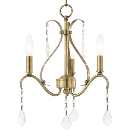 A large image of the Livex Lighting 40843 Antique Brass with Clear Crystals