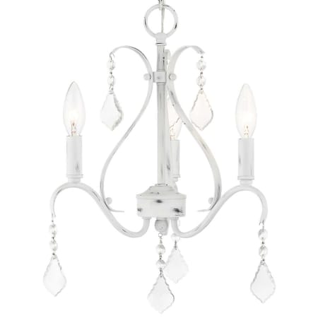A large image of the Livex Lighting 40843 Antique White with Clear Crystals
