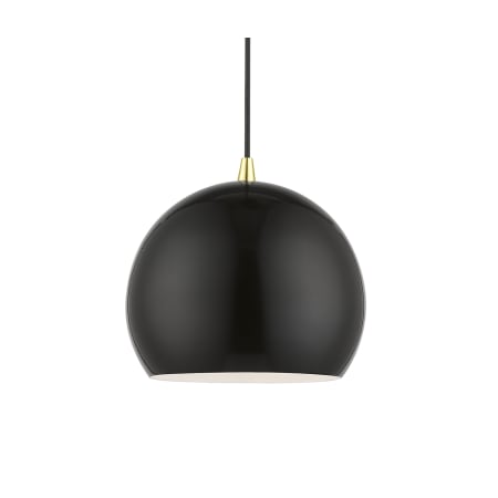 A large image of the Livex Lighting 41181 Shiny Black / Polished Brass Accents