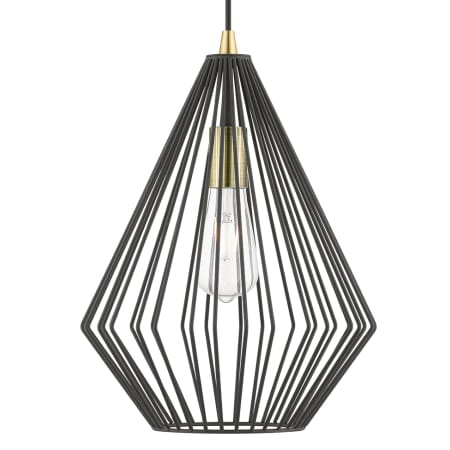 A large image of the Livex Lighting 41325 Textured Black / Antique Brass Accents