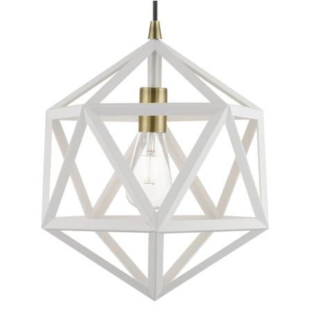 A large image of the Livex Lighting 41328 Textured White / Antique Brass Accents