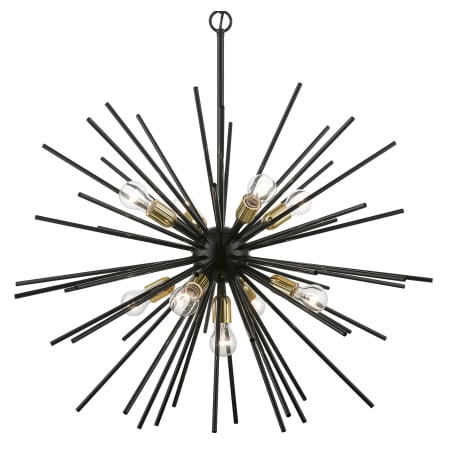 A large image of the Livex Lighting 46176 Shiny Black / Polished Brass Accents
